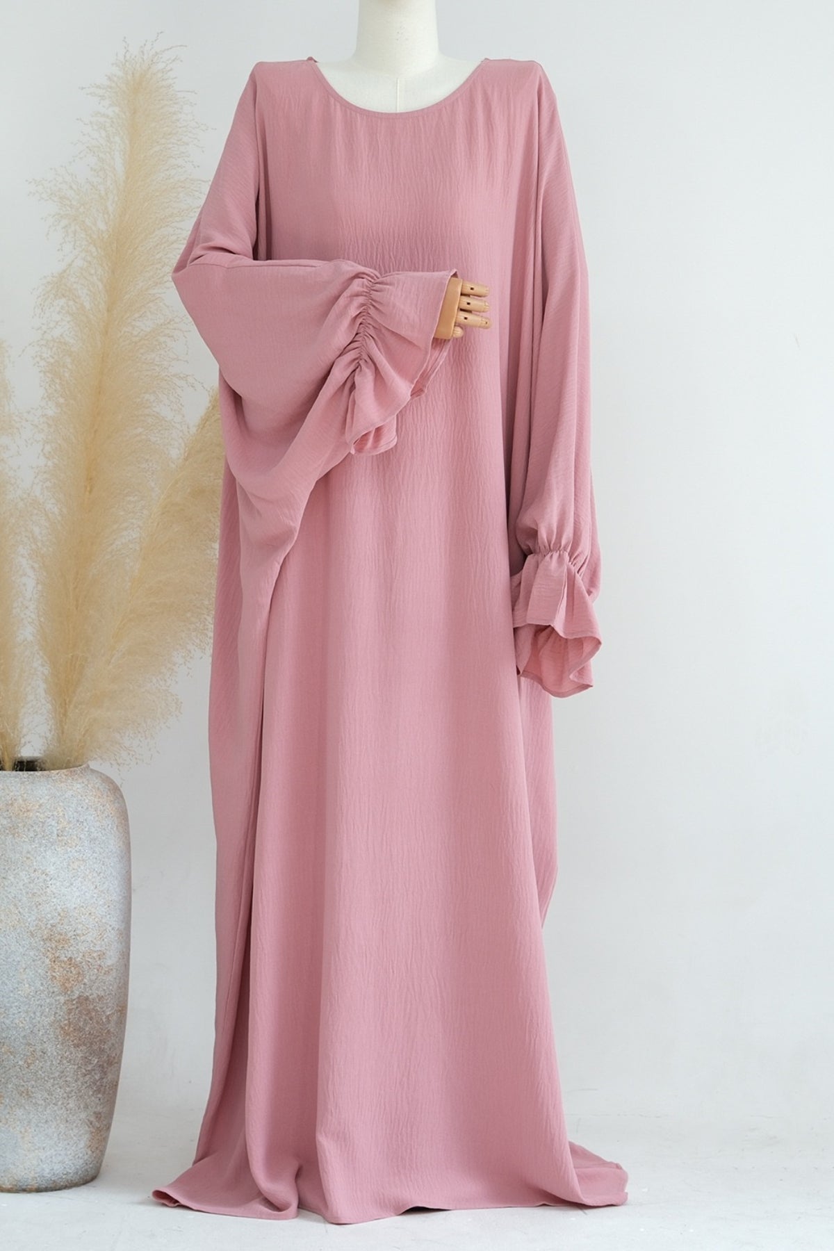 Natasha Cinched Sleeve Maxi Dress Abaya 669 - Pink