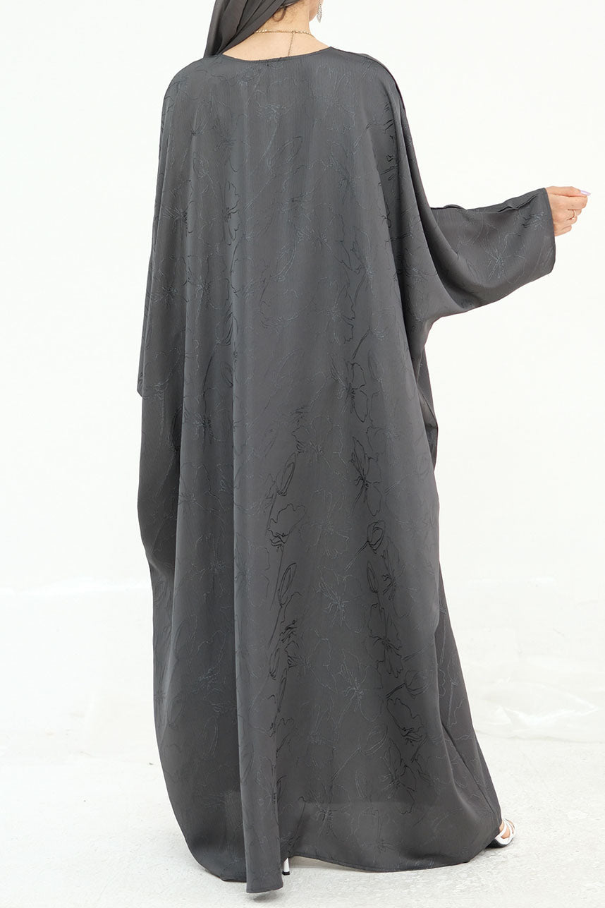 Horizon Subtle-Pattern Elegant Abaya LRDB005 – Gray