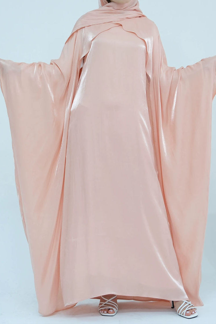 Solenne Pearl-Sheen Elegant Abaya 1028 – Soft Peach