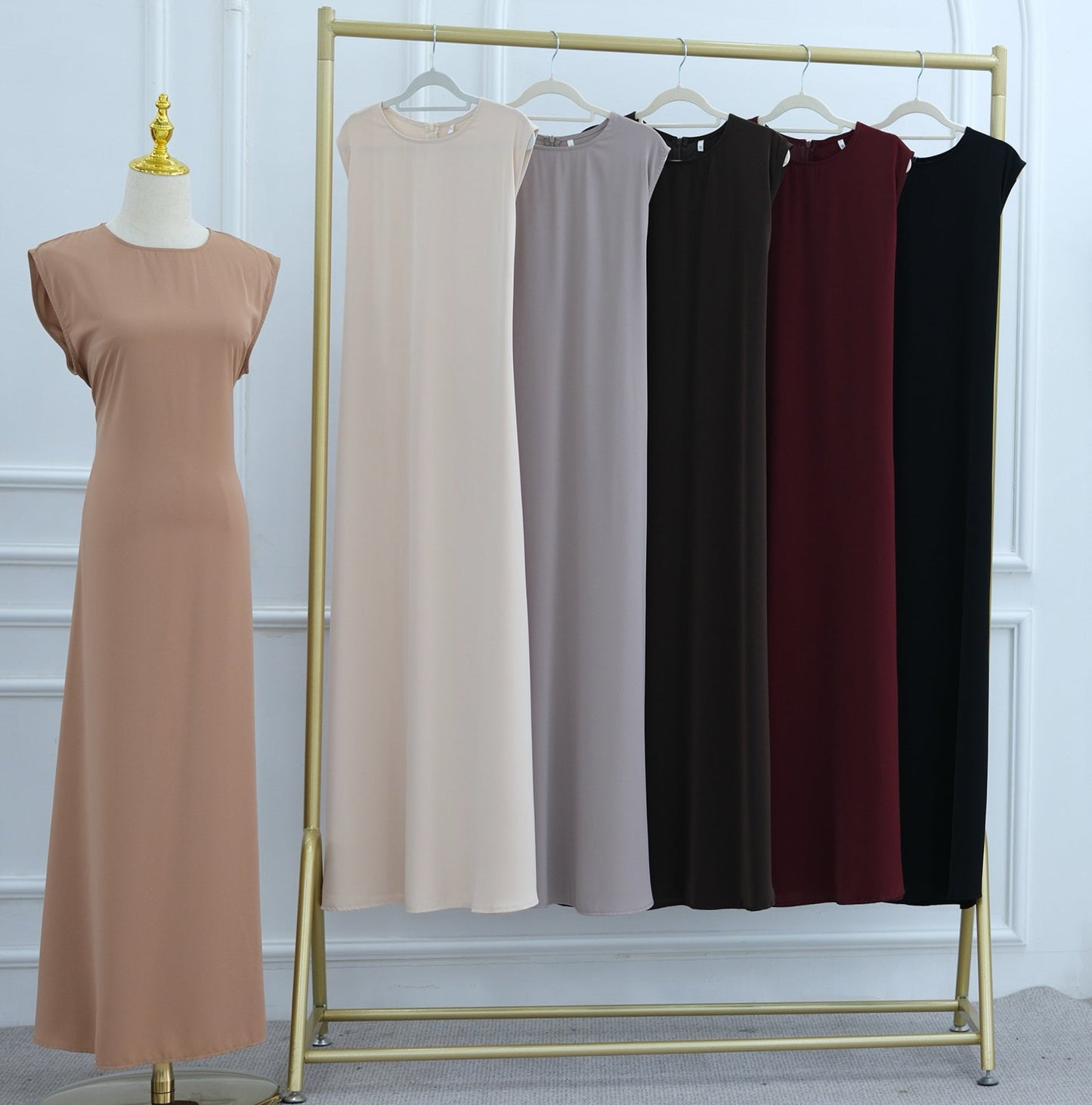 Meher Solid Nida Sleeveless Inner Abaya 1003 - Apricot