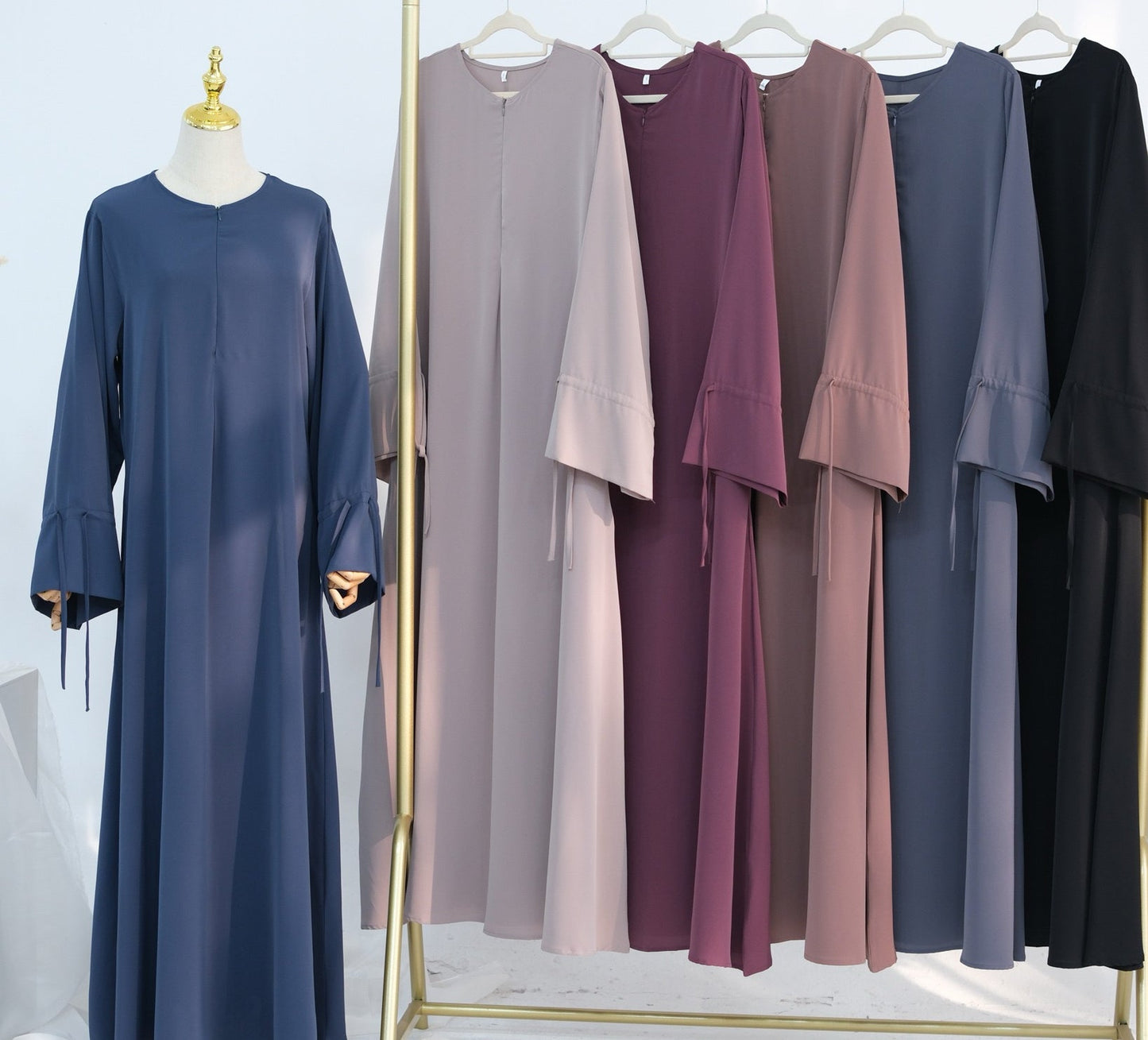 Jenin Essential Tie Cuff Abaya 938 - Khaki