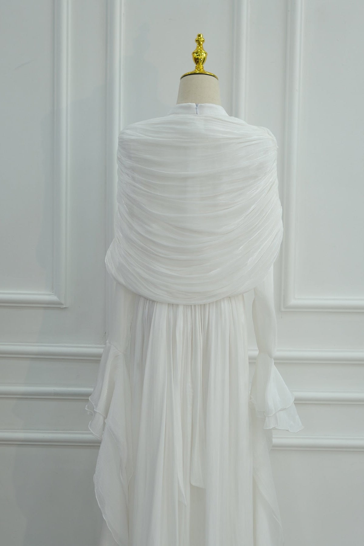 Rania Double-Layer Waist-Cinched Dress Without Hijab 1169-White