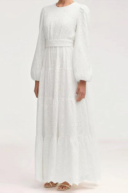 Faye Cotton Embroidered Modest Dress 1066 – White