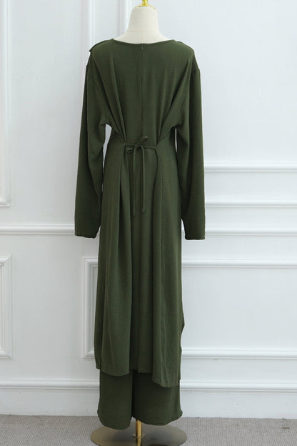 Elowen Elegant Draped Modest Ensemble 1103 – Green