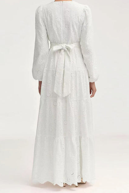 Faye Cotton Embroidered Modest Dress 1066 – White