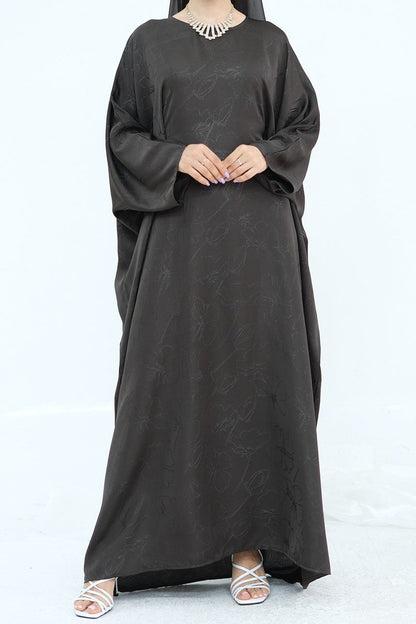 Horizon Subtle-Pattern Elegant  Abaya LRDB005 – Coffee