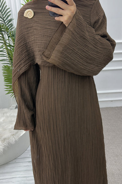 Serenne Double-Layer Elegant Modest Dress 1088 – Coffee