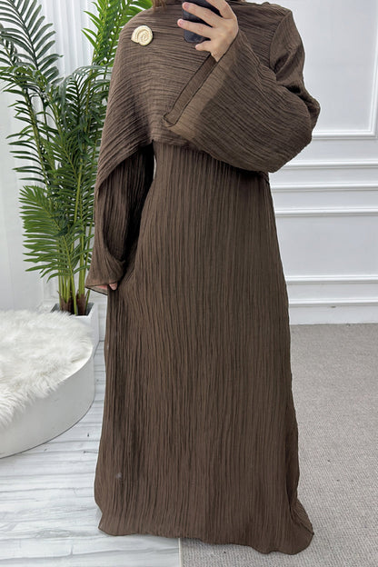 Serenne Double-Layer Elegant Modest Dress 1088 – Coffee