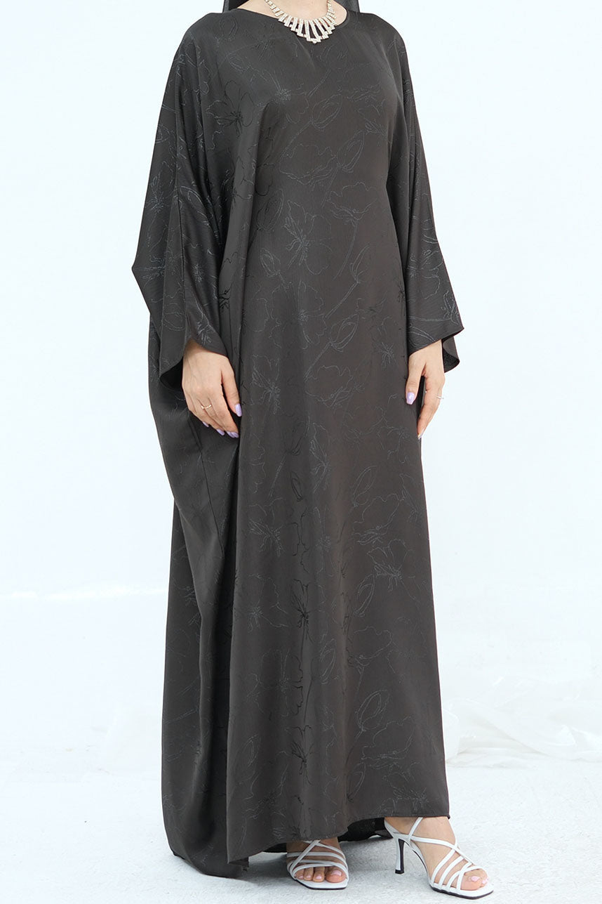 Horizon Subtle-Pattern Elegant  Abaya LRDB005 – Coffee