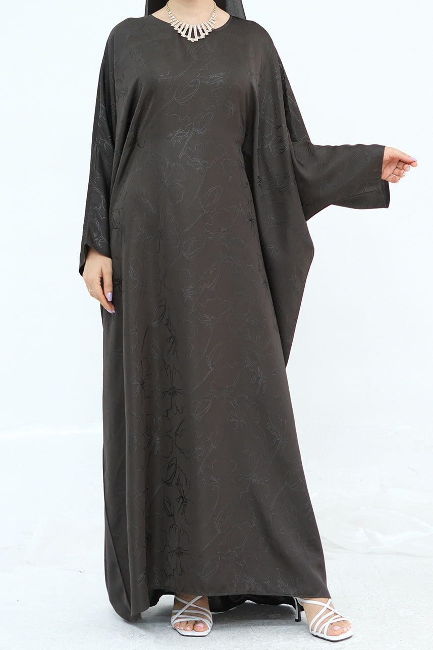 Horizon Subtle-Pattern Elegant  Abaya LRDB005 – Coffee