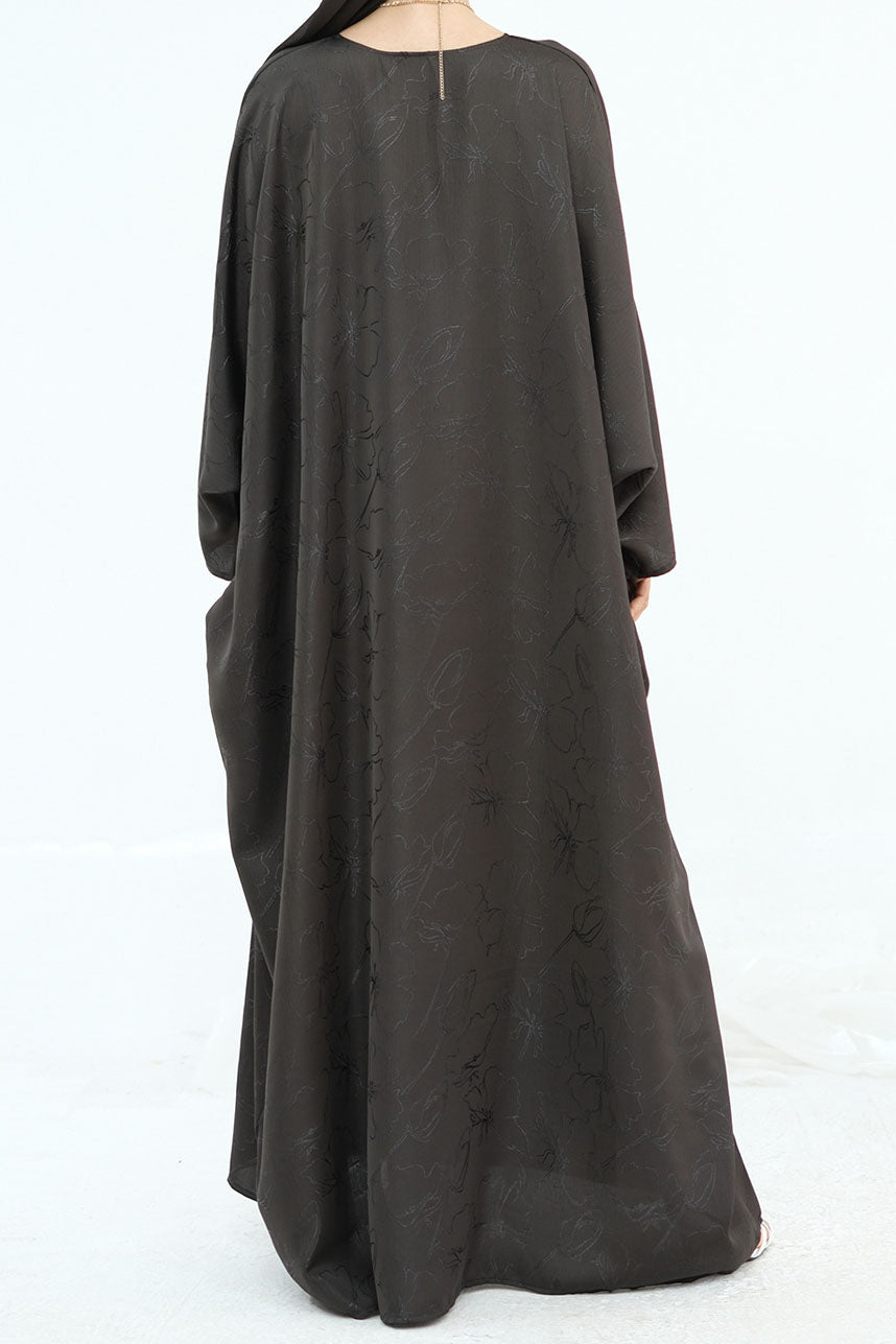 Horizon Subtle-Pattern Elegant  Abaya LRDB005 – Coffee