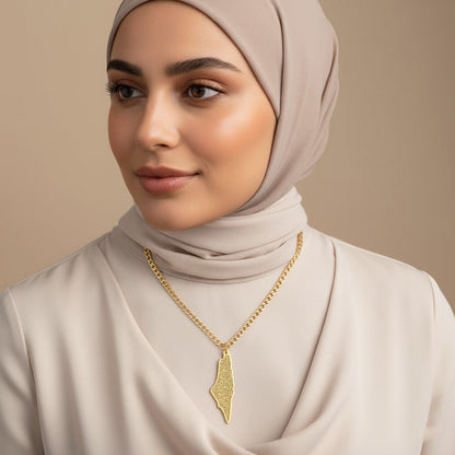 Palestine Map Outline Necklace