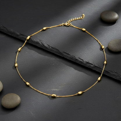 Gold Beaded Chain Necklace
