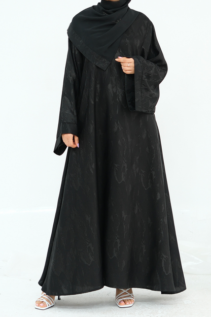 Opaline Textured-Jacquard Modest Maxi Dress DB001 – Black