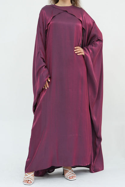 Solenne Pearl-Sheen Elegant Abaya 1028 – Berry Plum