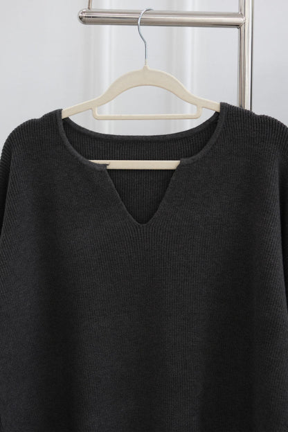 Terra Keyhole V-Neck Thick-Knit Two-Piece Modest Set WDM006 – Gray