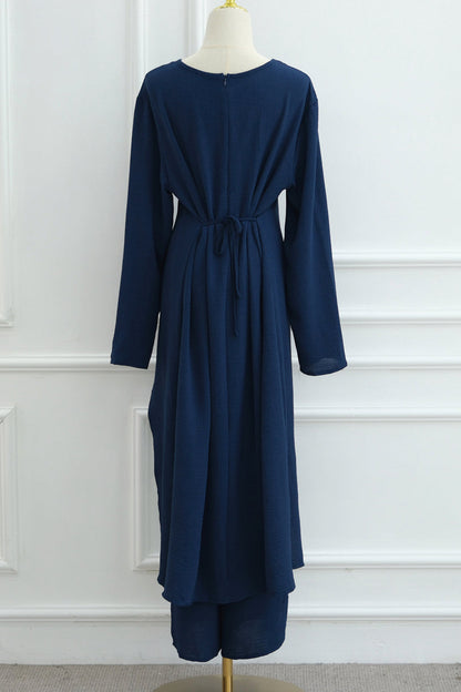 Elowen Elegant Draped Modest Ensemble 1103 – Blue