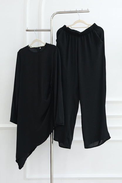 Solaya Draped Asymmetrical Modest Ensemble 1105 – Black