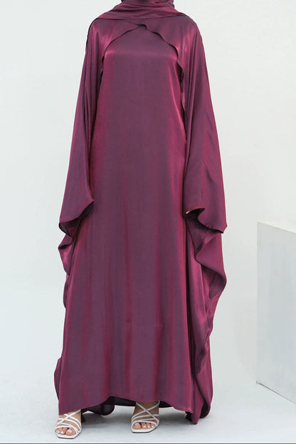 Solenne Pearl-Sheen Elegant Abaya 1028 – Berry Plum
