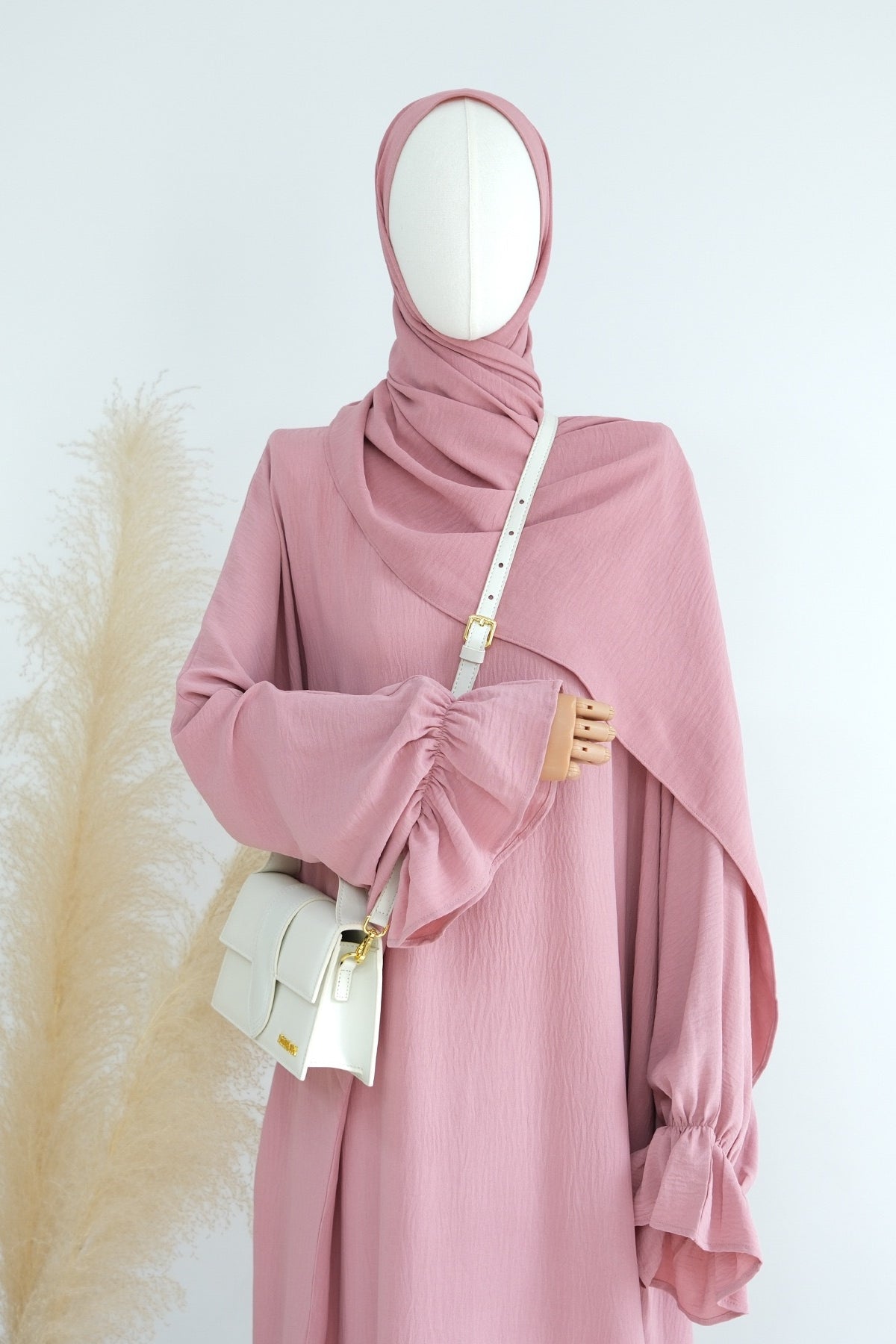 Natasha Cinched Sleeve Maxi Dress Abaya 669 - Pink