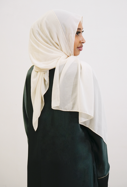 Inaya Trimmed Maxi Dress Abaya 937- Dark Green