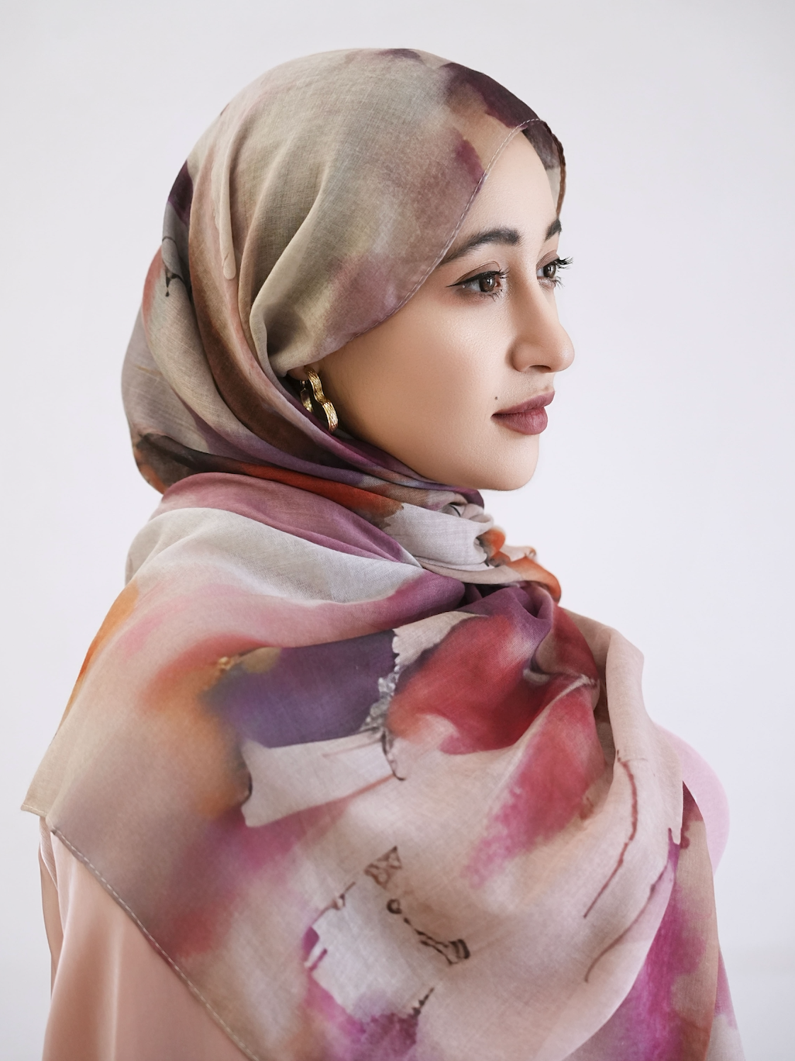 Amira Printed Casual Abaya with Hijab 942 - Coffee