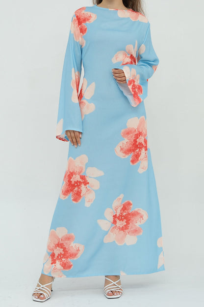 Floria Blossom Maxi Dress Abaya 1063 – Blue