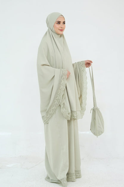 Dawnmist Lace Trim Modest Prayer Set 957 – Sage