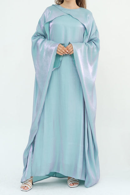 Solenne Pearl-Sheen Elegant  Abaya 1028 – Aqua Mint