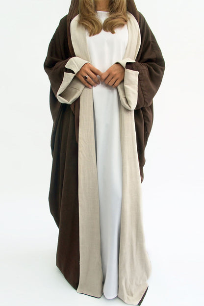 Celira Reversible Elegant Open Abaya Cardigan 736 – Coffee