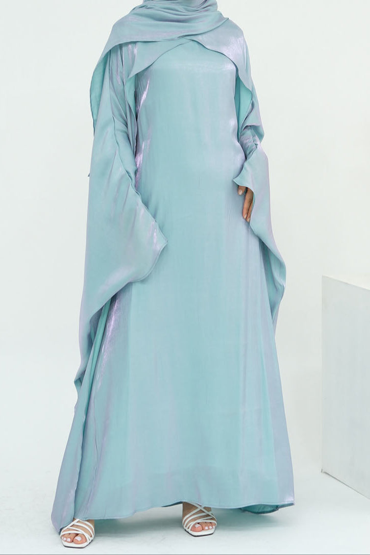 Solenne Pearl-Sheen Elegant  Abaya 1028 – Aqua Mint