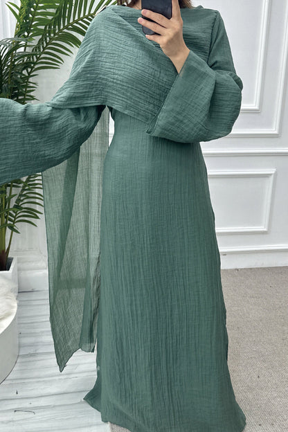 Serenne Double-Layer Elegant Modest Dress 1088 – Green