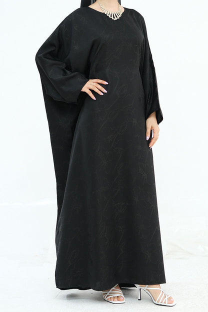 Horizon Subtle-Pattern Elegant  Abaya LRDB005 – Black