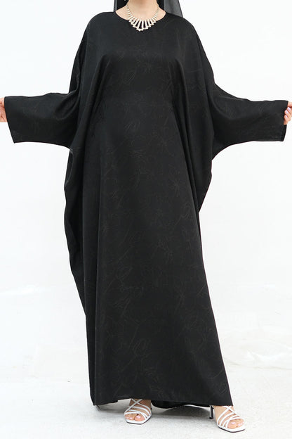 Horizon Subtle-Pattern Elegant  Abaya LRDB005 – Black