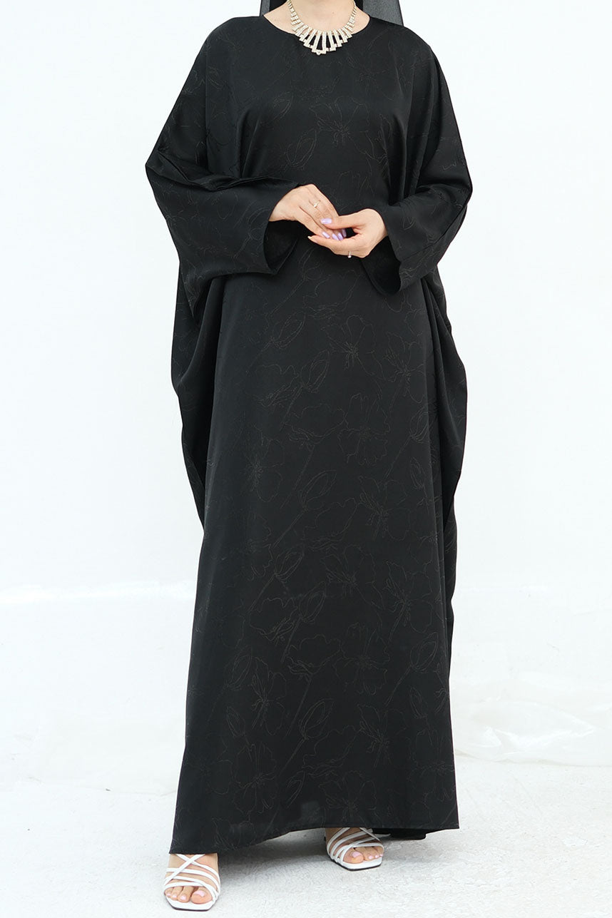 Horizon Subtle-Pattern Elegant  Abaya LRDB005 – Black