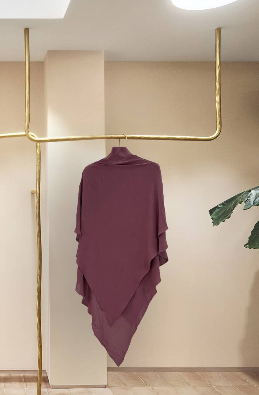 Polyester Two Layers Khimar - PaleVioletRed