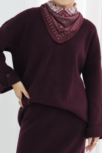 Serenya Thick-Knit Two-Piece Modest Set WDM005 – Purple