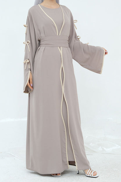 Yasira Nida Elegant Bow-Tie Open Abaya 962 - Taro