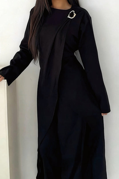 Elowen Elegant Draped Modest Ensemble 1103 – Black