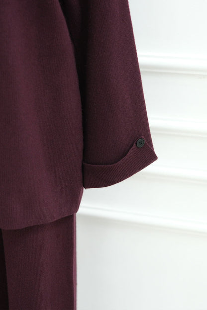 Terra Keyhole V-Neck Thick-Knit Modest Set WDM006 – Purple