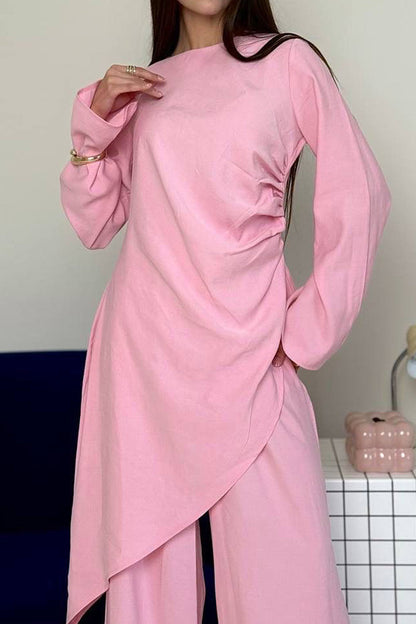 Solaya Draped Asymmetrical Modest Ensemble 1105 – Pink