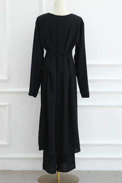 Elowen Elegant Draped Modest Ensemble 1103 – Black