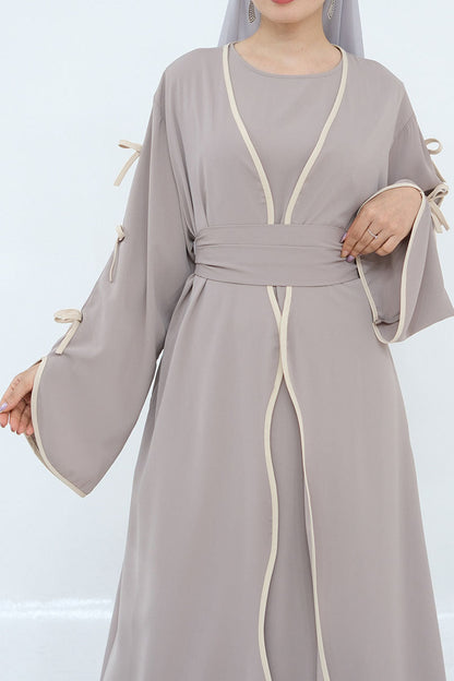 Yasira Nida Elegant Bow-Tie Open Abaya 962 - Taro