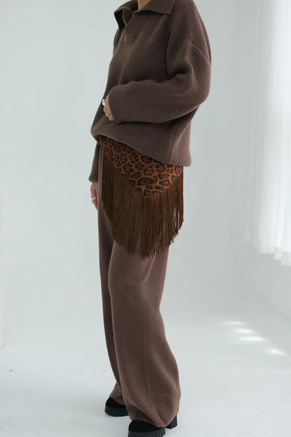 Monara Collared Thick-Knit Two-Piece Modest Set 008 – Coffee