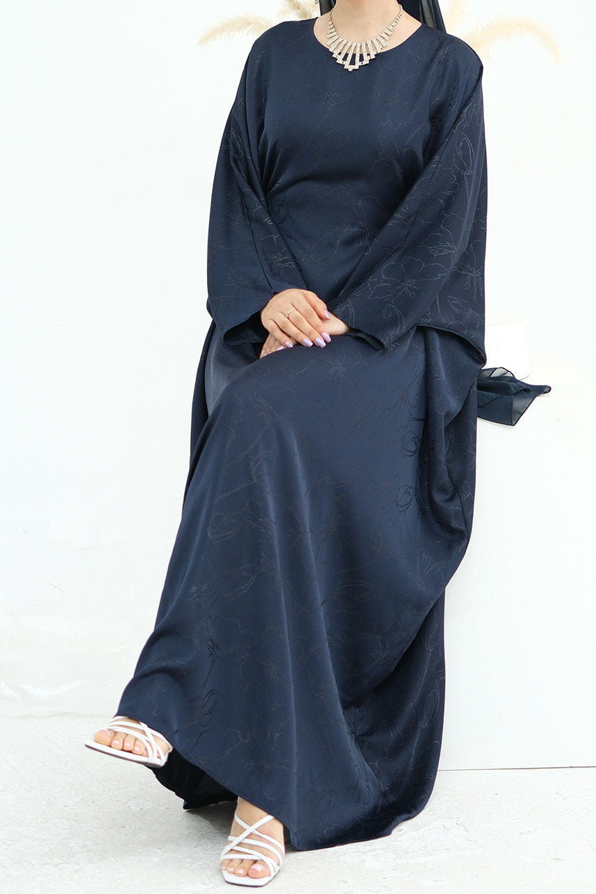 Horizon Subtle-Pattern Elegant  Abaya LRDB005 – Blue