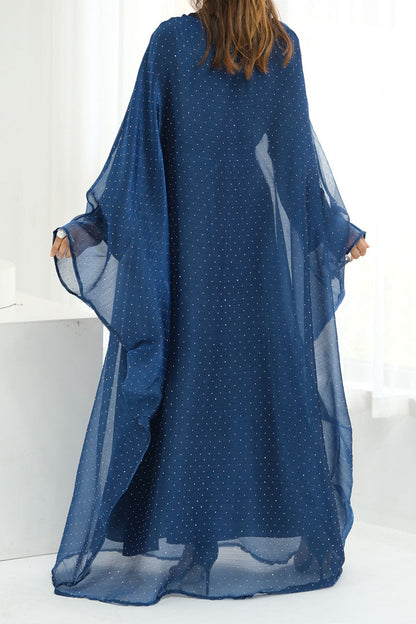Aria Rhinestone-Embellished Elegant  Dress 1045 – Dark Blue