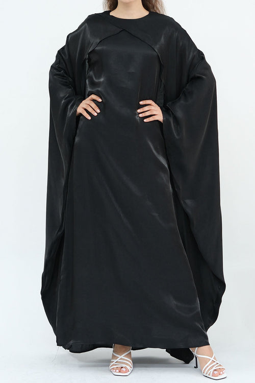 Solenne Pearl-Sheen Elegant  Abaya 1028 – Classic Black
