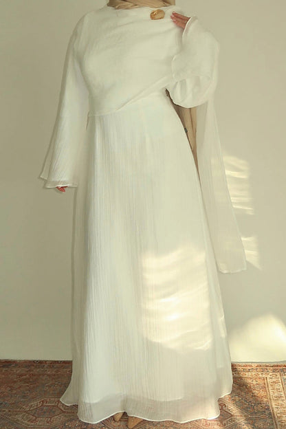 Serenne Double-Layer Elegant Modest Dress 1088 – White