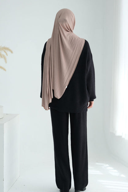 Monara Collared Thick-Knit Two-Piece Modest Set 008 – Black