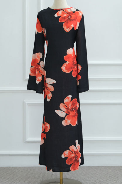 Floria Blossom Maxi Dress Abaya 1063 – Black